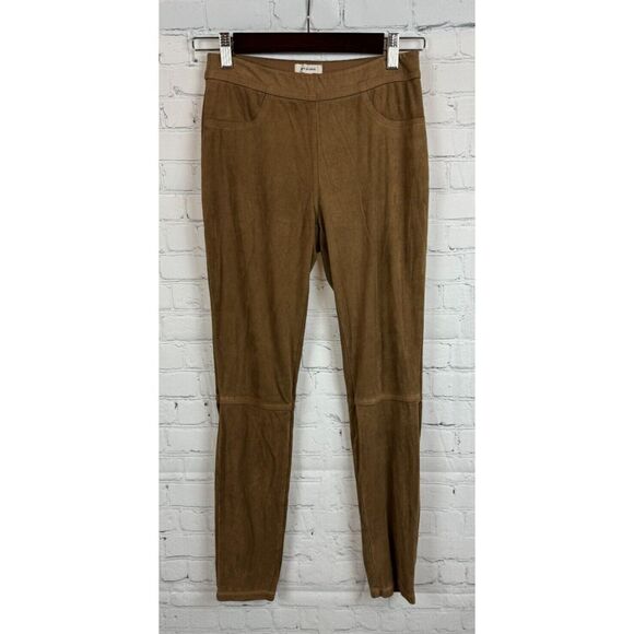 MAX STUDIO camel brown faux suede stretch leggings pants S - Picture 1 of 7